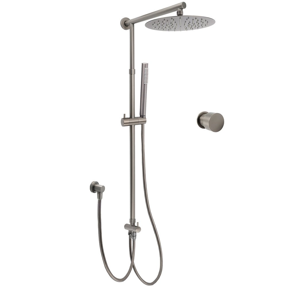 WELS Gun Metal 2in1 Round Shower 10" Rain Head Stngle Mode Handheld Sliding Rail Arm Mixer Set - Furniture > Bathroom > Shower Heads & Screens - Rivercity House & Home Co. (ABN 18 642 972 209) - Affordable Modern Furniture Australia