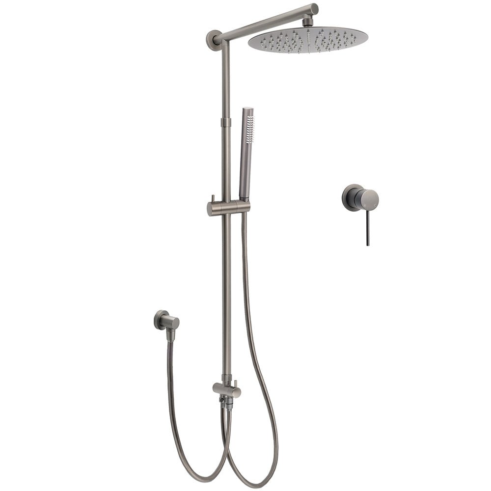 WELS Gun Metal 2in1 Round Shower Set 10" Rain Head Metal Handheld Sliding Rail Small Face Mixer - Furniture > Bathroom > Shower Heads & Screens - Rivercity House & Home Co. (ABN 18 642 972 209) - Affordable Modern Furniture Australia