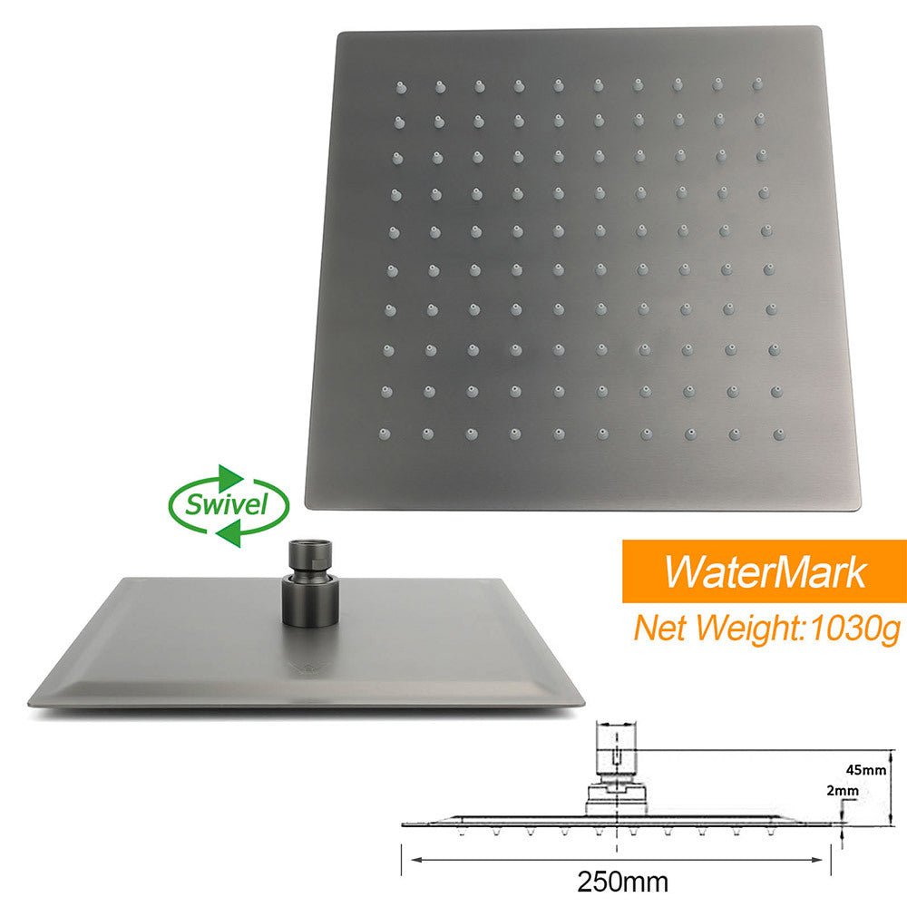 WELS Gun Metal 2in1 Shower Set Square 10" Rain Head Handheld Adjustable Silde Rail Combo - Furniture > Bathroom > Shower Heads & Screens - Rivercity House & Home Co. (ABN 18 642 972 209) - Affordable Modern Furniture Australia