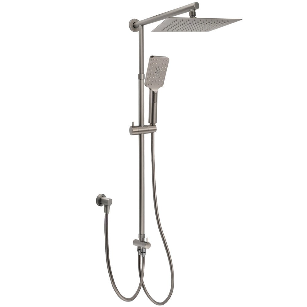 WELS Gun Metal 2in1 Shower Set Square 10" Rain Head Handheld Adjustable Silde Rail Combo - Furniture > Bathroom > Shower Heads & Screens - Rivercity House & Home Co. (ABN 18 642 972 209) - Affordable Modern Furniture Australia
