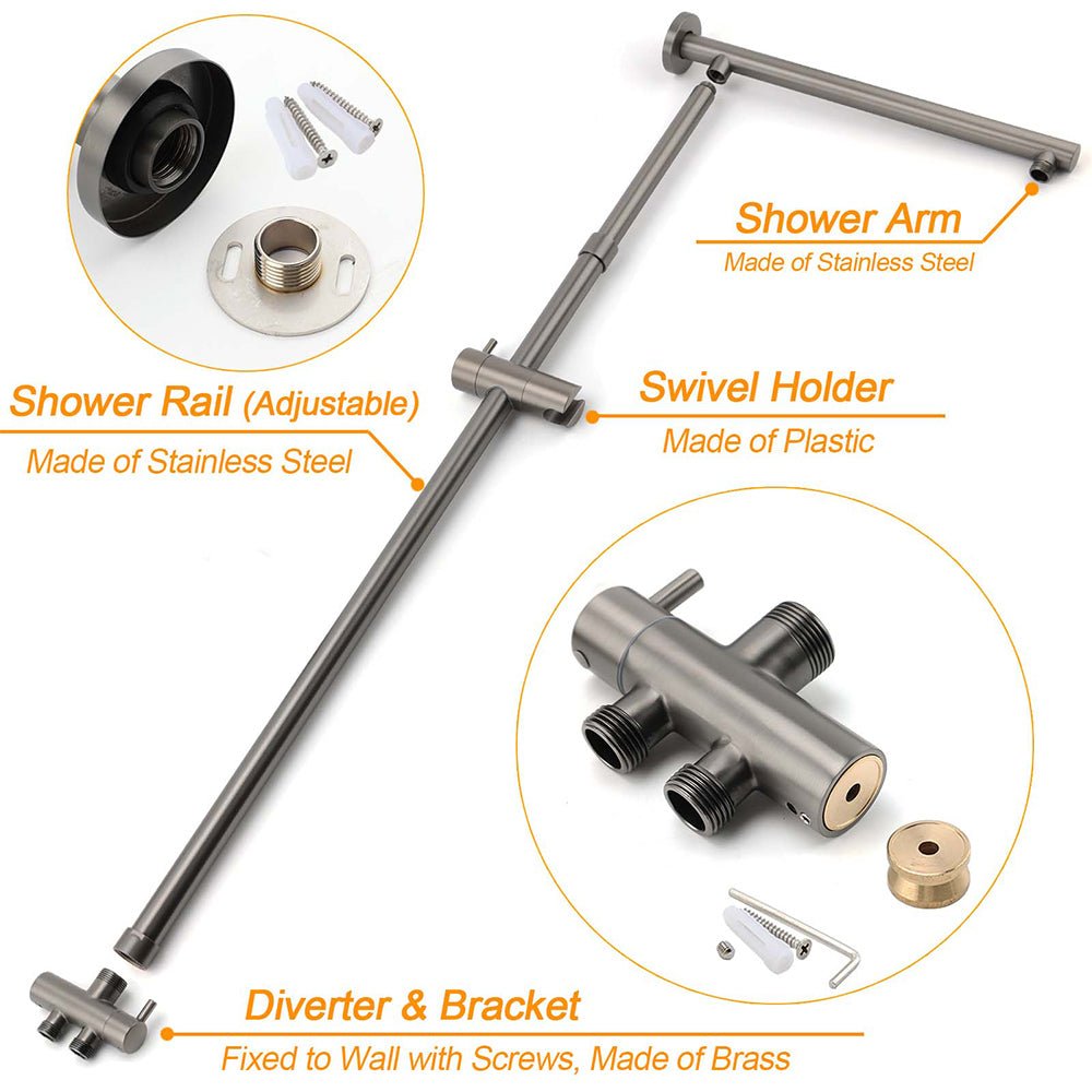 WELS Gun Metal 2in1 Shower Set Square 10" Rain Head Handheld Silde Rail Hot Cold Mixer - Furniture > Bathroom > Shower Heads & Screens - Rivercity House & Home Co. (ABN 18 642 972 209) - Affordable Modern Furniture Australia