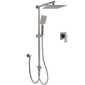 2in1 Square 10" Rain & Handheld Shower Set with Slide Rail & Hot Cold Mixer - Grey Metal