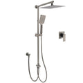 2in1 Square 12" Rain & Handheld Shower Set with Slide Rail & Mixer - Grey Metal
