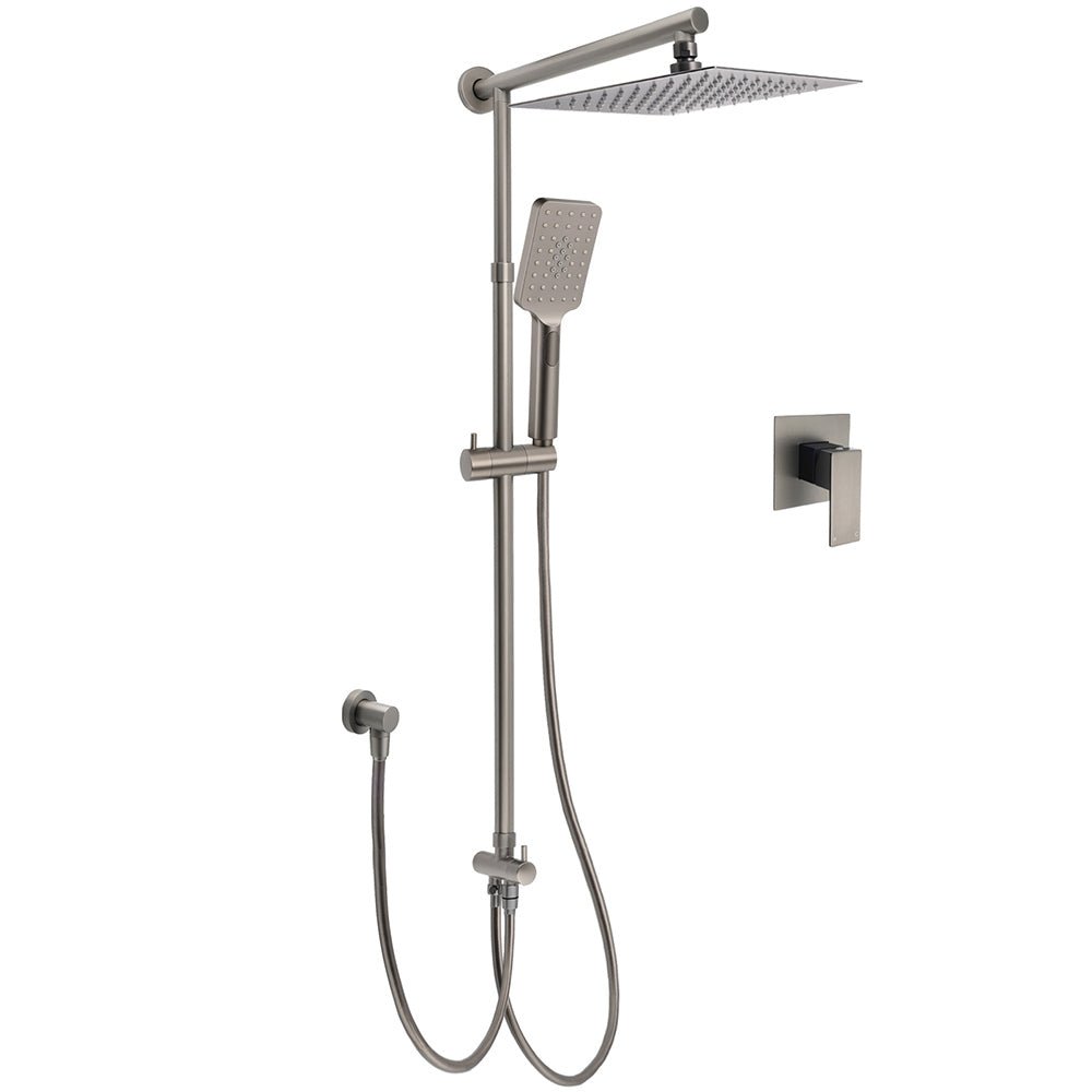 WELS Gun Metal 2in1 Shower Set Square 12" Rain Head 3 Modes Handheld Silde Rail Hot Cold Mixer - Furniture > Bathroom > Shower Heads & Screens - Rivercity House & Home Co. (ABN 18 642 972 209) - Affordable Modern Furniture Australia