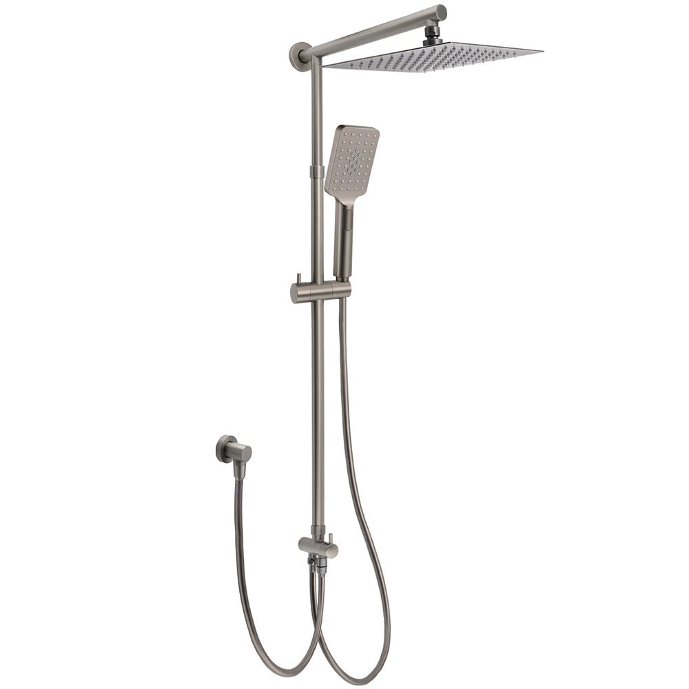 WELS Gun Metal 2in1 Shower Set Square 12" Rainfall Head Handheld Adjustable Silde Rail Combo - Furniture > Bathroom > Shower Heads & Screens - Rivercity House & Home Co. (ABN 18 642 972 209) - Affordable Modern Furniture Australia