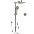 KYLINS 10" Double Round Rainfall Shower Head with 3-Mode Handheld & Sliding Rail Mixer Valve Set - Grey Metal