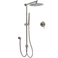 10" Grey Metal Double Round Rain Shower Head with Handheld Sliding Rail Mixer Valve Set