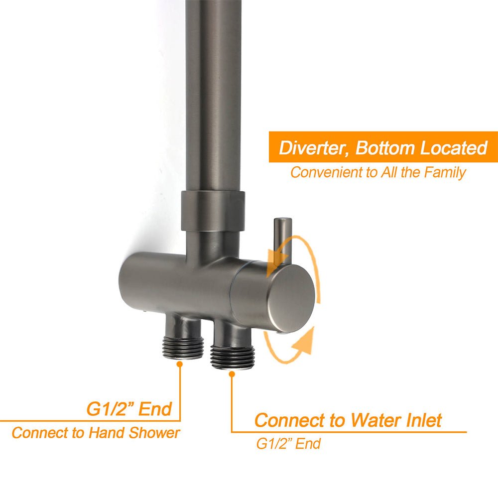 WELS Gun Metal Double Round Shower 10" Rain Head Metal Handheld Sliding Rail Mixer Valve Set - Furniture > Bathroom > Shower Heads & Screens - Rivercity House & Home Co. (ABN 18 642 972 209) - Affordable Modern Furniture Australia