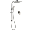 10" Gunmetal Double Square Rain & Handheld Shower Set with Sliding Rail Diverter Mixer - Gunmetal