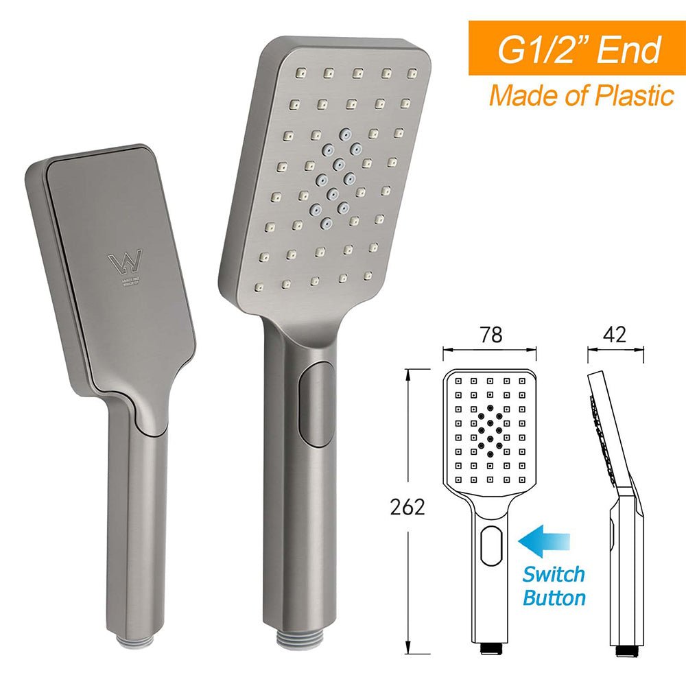 WELS Gun Metal Double Square Shower Head Set 12" Rain Handheld Sliding Rail 2 Way Switch - Furniture > Bathroom > Shower Heads & Screens - Rivercity House & Home Co. (ABN 18 642 972 209) - Affordable Modern Furniture Australia