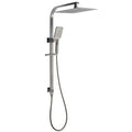 12" Grey Metal Double Square Rain & Handheld Shower Head Set with Sliding Rail & 2-Way Switch - Grey Metal