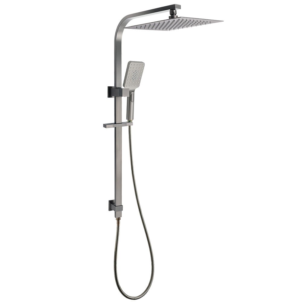 WELS Gun Metal Double Square Shower Head Set 12" Rain Handheld Sliding Rail 2 Way Switch - Furniture > Bathroom > Shower Heads & Screens - Rivercity House & Home Co. (ABN 18 642 972 209) - Affordable Modern Furniture Australia