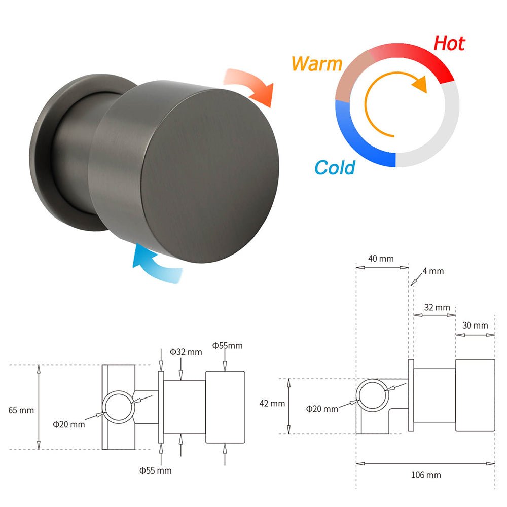 WELS Gun Metal Dual Round Shower 10" Rain Head 3 Mode Handheld Sliding Rail Arm Mixer Set - Furniture > Bathroom > Shower Heads & Screens - Rivercity House & Home Co. (ABN 18 642 972 209) - Affordable Modern Furniture Australia