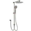 10" Grey Metal Dual Round Rain Shower Head with 3-Mode Handheld & Sliding Rail Diverter Set