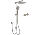 10" Grey Metal Dual Round Rainfall Shower Head with 3-Mode Handheld & Sliding Rail Set