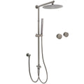 10" Grey Metal Dual Round Rainfall Shower Head with Handheld Sliding Rail Diverter Set - Grey Metal
