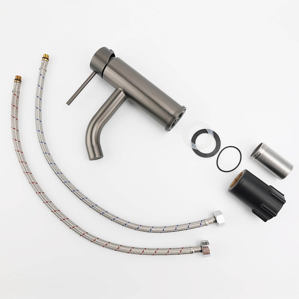 WELS Gun Metal Grey Kitchen Laundry Round Basin Mixer Vanity Sink Faucet Tap Set - Furniture > Bathroom > Shower Heads & Screens - Rivercity House & Home Co. (ABN 18 642 972 209) - Affordable Modern Furniture Australia