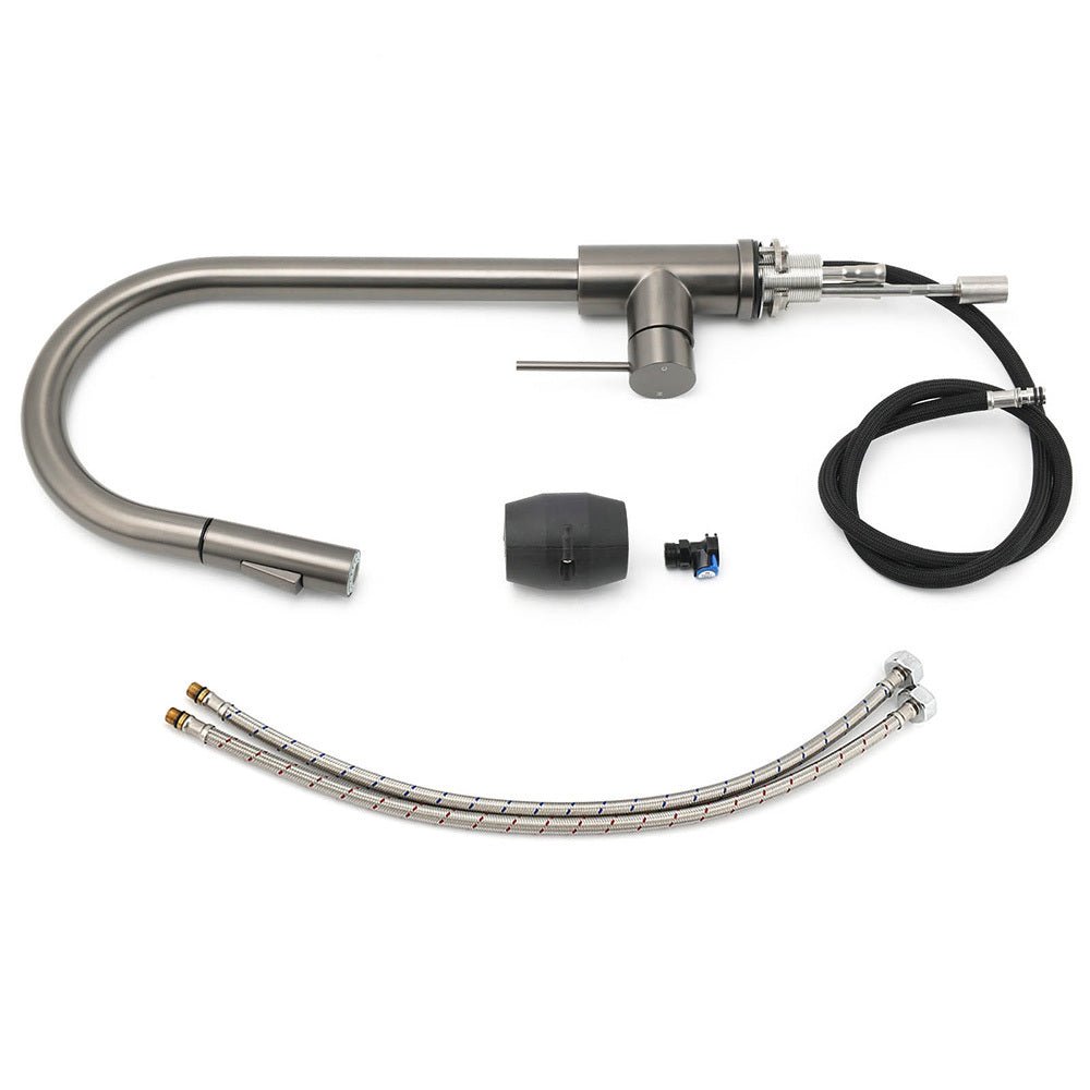 WELS Gun Metal Pull Out Kitchen Sink Tap Basin Mixer Faucet Flexible 2 Way Spout - Furniture > Bathroom > Shower Heads & Screens - Rivercity House & Home Co. (ABN 18 642 972 209) - Affordable Modern Furniture Australia