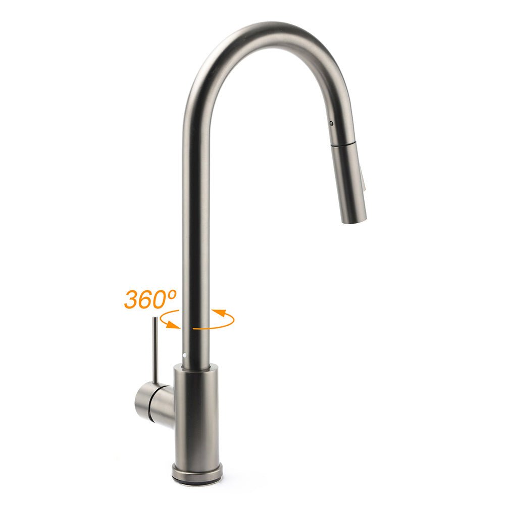 WELS Gun Metal Pull Out Kitchen Sink Tap Basin Mixer Faucet Flexible 2 Way Spout - Furniture > Bathroom > Shower Heads & Screens - Rivercity House & Home Co. (ABN 18 642 972 209) - Affordable Modern Furniture Australia