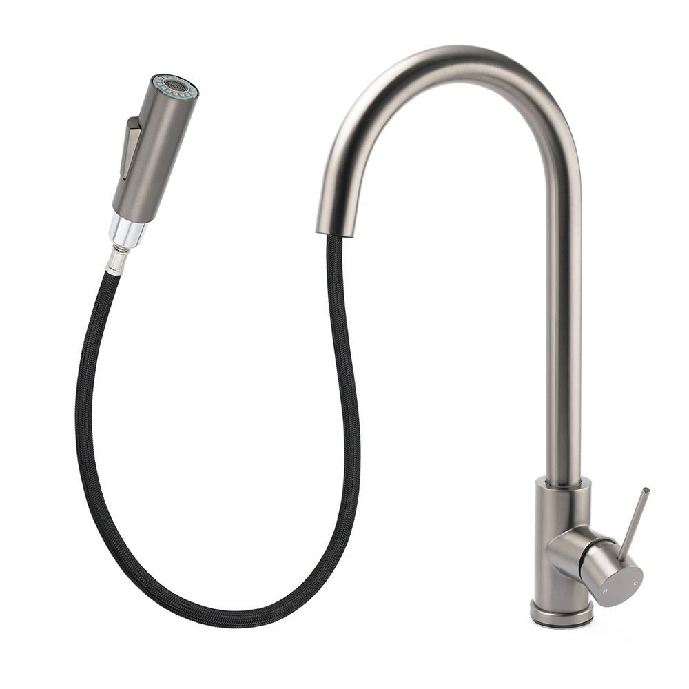 WELS Gun Metal Pull Out Kitchen Sink Tap Basin Mixer Faucet Flexible 2 Way Spout - Furniture > Bathroom > Shower Heads & Screens - Rivercity House & Home Co. (ABN 18 642 972 209) - Affordable Modern Furniture Australia
