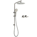 10" 2-in-1 Round Shower Head with Handheld, Slide Rail & Twin Taps - Grey Metal