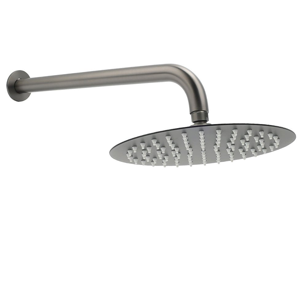 WELS Gun Metal Round 10" Rain Shower Head 400mm Straight Wall Mounted Arm Bath Set - Furniture > Bathroom > Shower Heads & Screens - Rivercity House & Home Co. (ABN 18 642 972 209) - Affordable Modern Furniture Australia