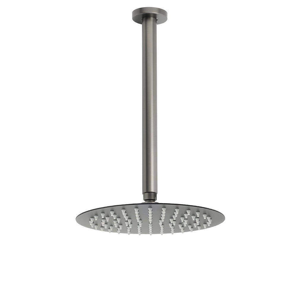 WELS Gun Metal Round 10" SUS Rainfall Shower Head 300mm Ceiling Dropper Arm Set - Furniture > Bathroom > Shower Heads & Screens - Rivercity House & Home Co. (ABN 18 642 972 209) - Affordable Modern Furniture Australia