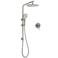 10" Twin Shower Head with 3-Mode Handheld Slide Rail Diverter Mixer - Grey Metal