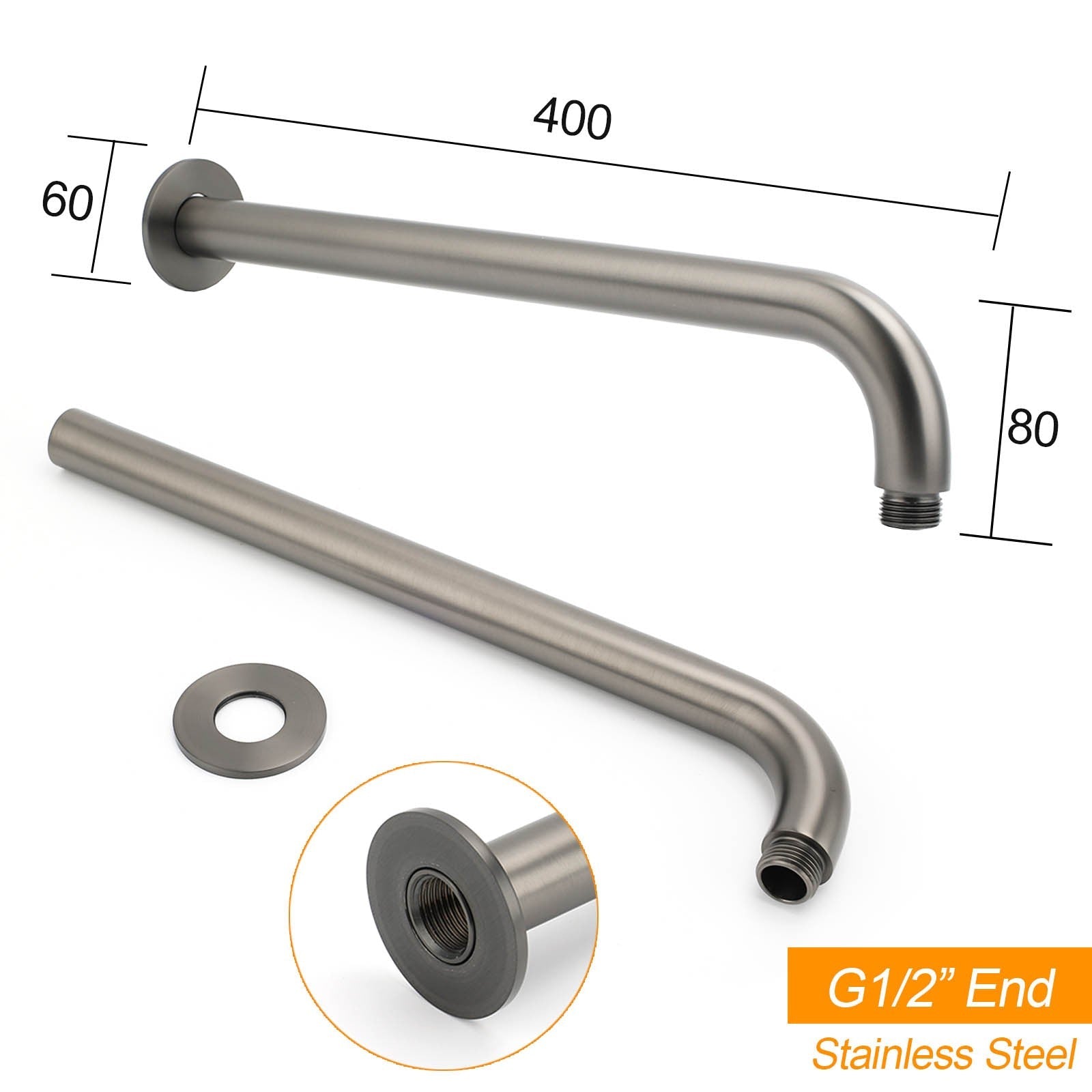 WELS Gun Metal Round 12" Rain Shower Head 400mm Straight Wall Mounted Arm Bath Set - Furniture > Bathroom > Shower Heads & Screens - Rivercity House & Home Co. (ABN 18 642 972 209) - Affordable Modern Furniture Australia