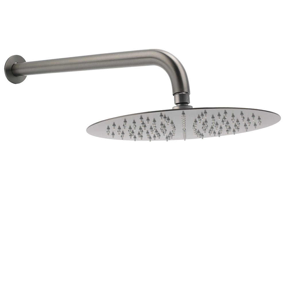 WELS Gun Metal Round 12" Rain Shower Head 400mm Straight Wall Mounted Arm Bath Set - Furniture > Bathroom > Shower Heads & Screens - Rivercity House & Home Co. (ABN 18 642 972 209) - Affordable Modern Furniture Australia