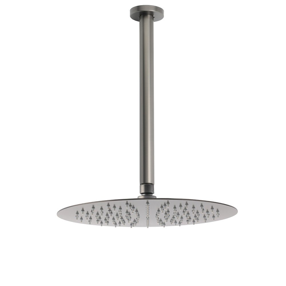 WELS Gun Metal Round 12" SUS Rainfall Shower Head 300mm Ceiling Dropper Arm Set - Furniture > Bathroom > Shower Heads & Screens - Rivercity House & Home Co. (ABN 18 642 972 209) - Affordable Modern Furniture Australia