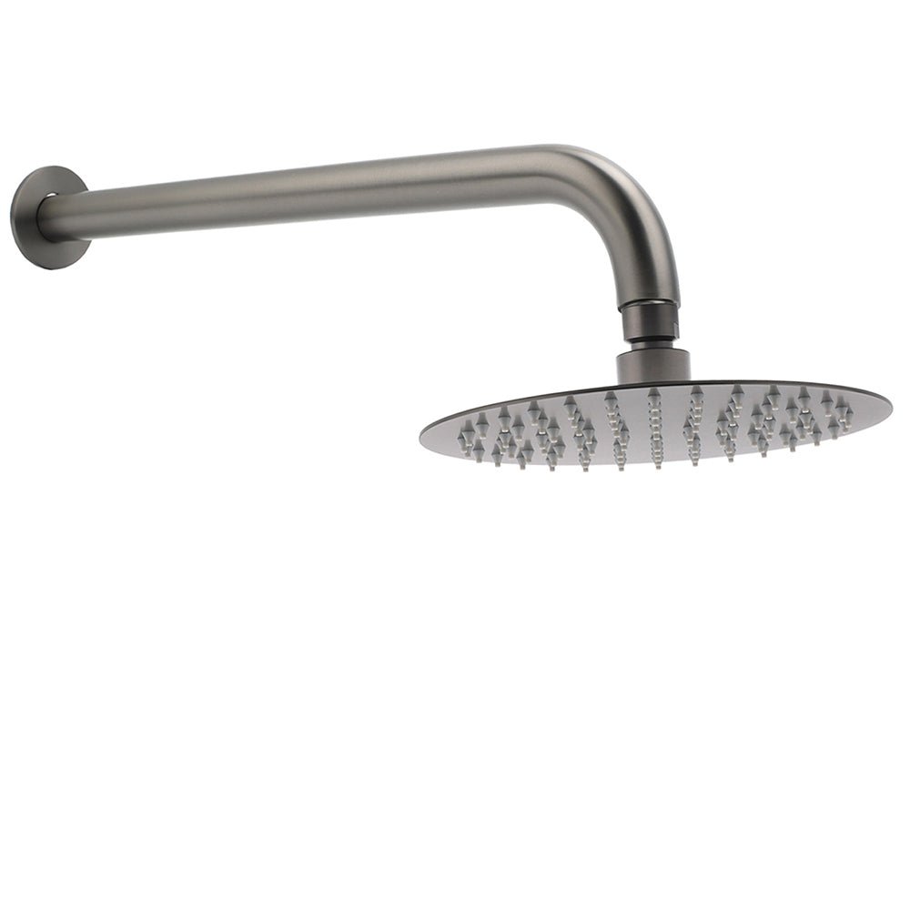 WELS Gun Metal Round 8" Rain Shower Head 400mm Straight Wall Mounted Arm Bath Set - Furniture > Bathroom > Shower Heads & Screens - Rivercity House & Home Co. (ABN 18 642 972 209) - Affordable Modern Furniture Australia