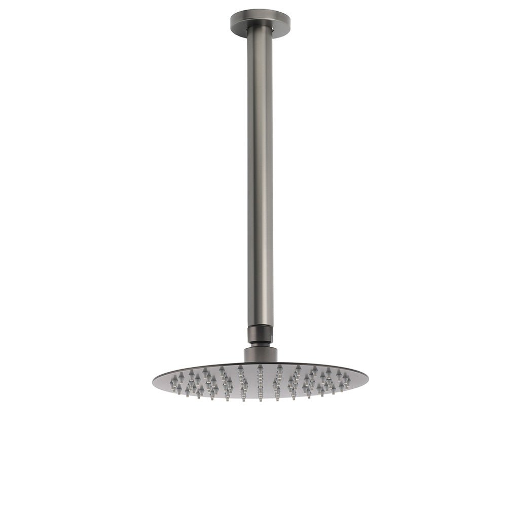 WELS Gun Metal Round 8" SUS Rainfall Shower Head 300mm Ceiling Dropper Arm Set - Furniture > Bathroom > Shower Heads & Screens - Rivercity House & Home Co. (ABN 18 642 972 209) - Affordable Modern Furniture Australia