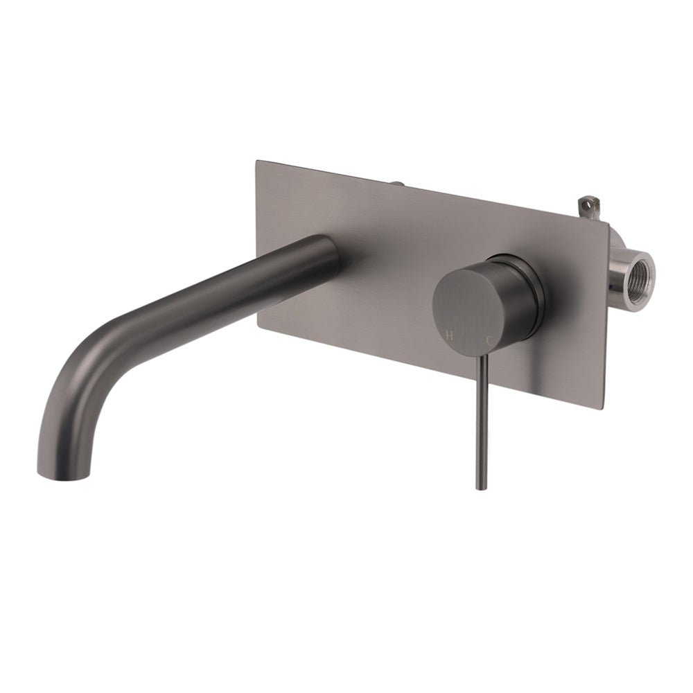 WELS Gun Metal Round Wall Basin Mixer Vanity Sink Tap Hot Cold Faucet Spout - Furniture > Bathroom > Shower Heads & Screens - Rivercity House & Home Co. (ABN 18 642 972 209) - Affordable Modern Furniture Australia
