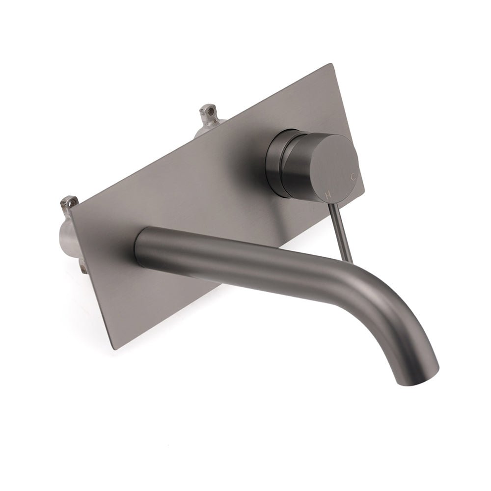 WELS Gun Metal Round Wall Basin Mixer Vanity Sink Tap Hot Cold Faucet Spout - Furniture > Bathroom > Shower Heads & Screens - Rivercity House & Home Co. (ABN 18 642 972 209) - Affordable Modern Furniture Australia