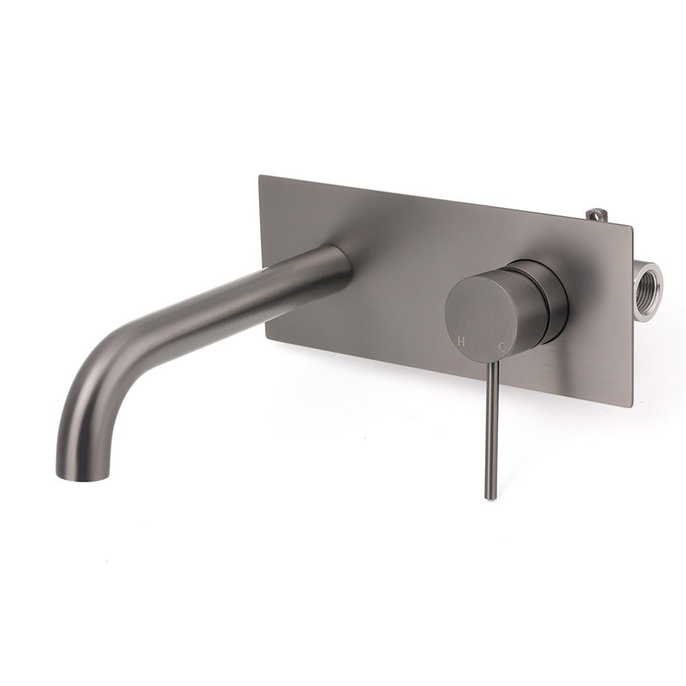 WELS Gun Metal Round Wall Basin Mixer Vanity Sink Tap Hot Cold Faucet Spout - Furniture > Bathroom > Shower Heads & Screens - Rivercity House & Home Co. (ABN 18 642 972 209) - Affordable Modern Furniture Australia