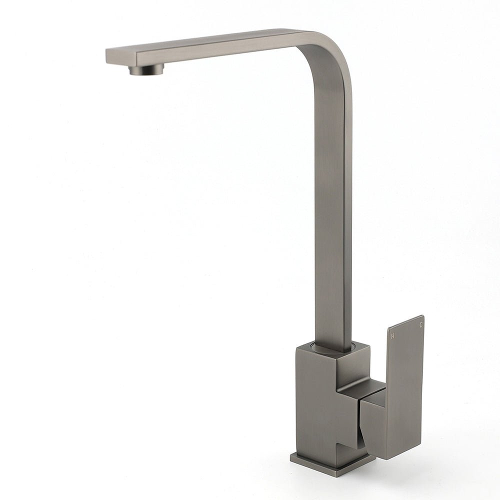 WELS Gun Metal Square Gooseneck Swivel Laundry Kitchen Mixer Faucet Sink Tap Set - Furniture > Bathroom > Shower Heads & Screens - Rivercity House & Home Co. (ABN 18 642 972 209) - Affordable Modern Furniture Australia