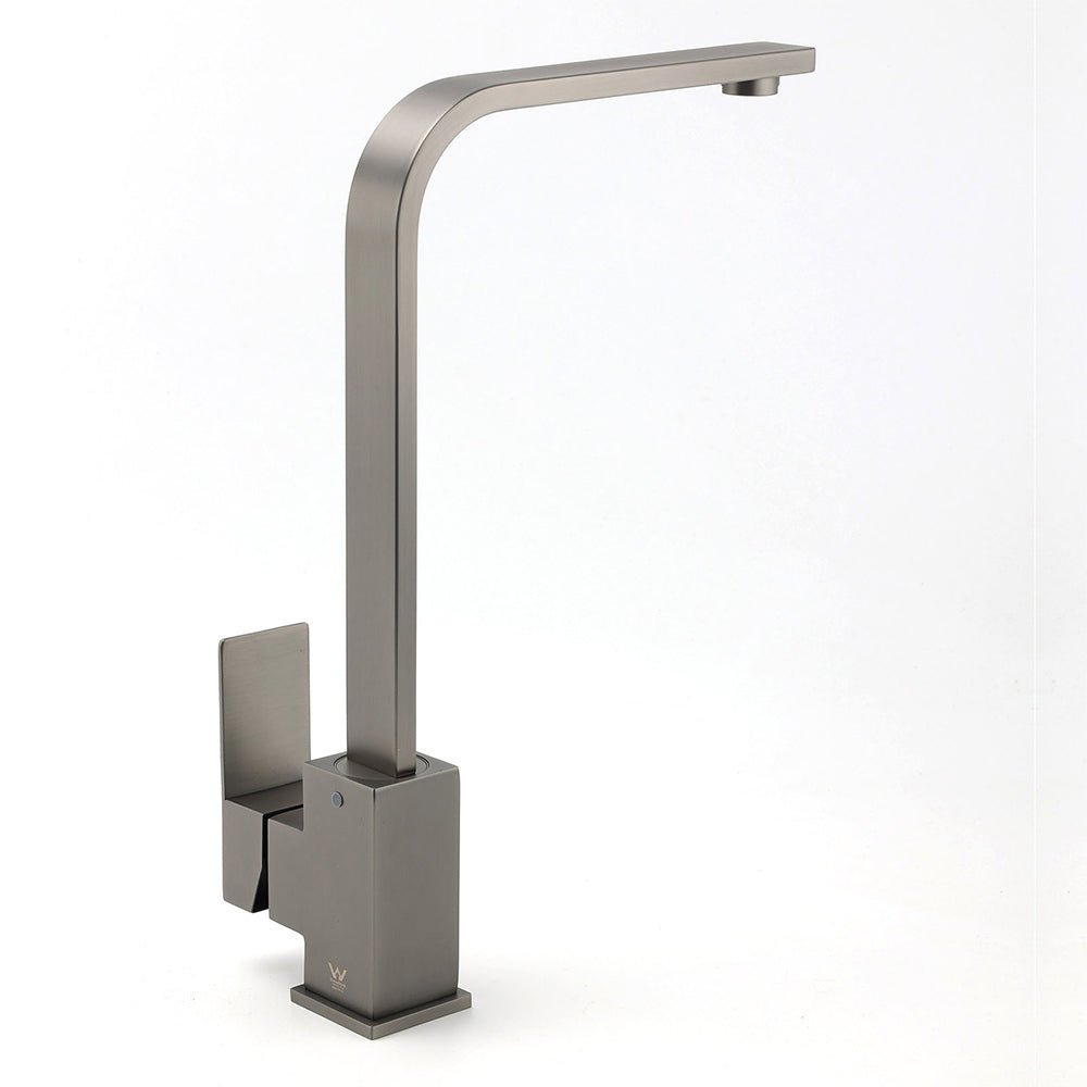 WELS Gun Metal Square Gooseneck Swivel Laundry Kitchen Mixer Faucet Sink Tap Set - Furniture > Bathroom > Shower Heads & Screens - Rivercity House & Home Co. (ABN 18 642 972 209) - Affordable Modern Furniture Australia
