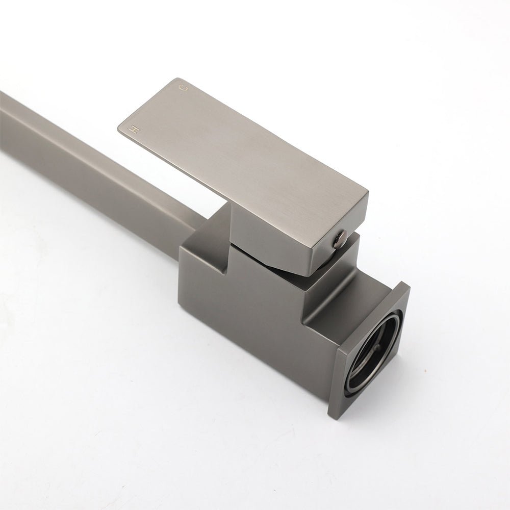 WELS Gun Metal Square Gooseneck Swivel Laundry Kitchen Mixer Faucet Sink Tap Set - Furniture > Bathroom > Shower Heads & Screens - Rivercity House & Home Co. (ABN 18 642 972 209) - Affordable Modern Furniture Australia