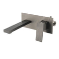 Square Wall Mount Basin Mixer Faucet Set with Laundry Vanity Tap Spout - Grey Metal