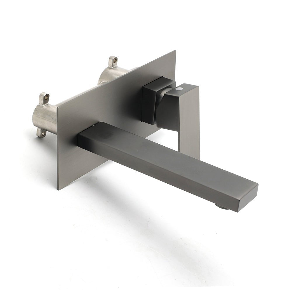 WELS Gun Metal Square Wall Mount Basin Mixer Laundry Vanity Tap Spout Faucet Set - Furniture > Bathroom > Shower Heads & Screens - Rivercity House & Home Co. (ABN 18 642 972 209) - Affordable Modern Furniture Australia