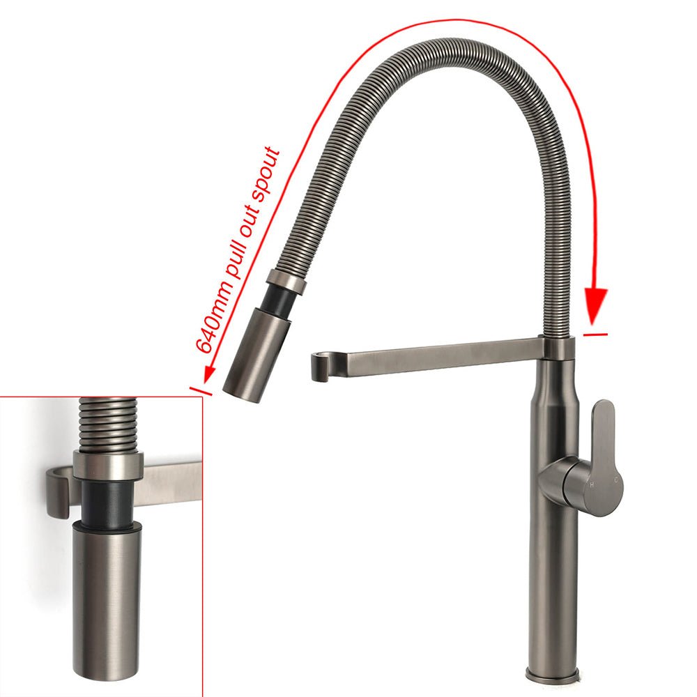WELS Gun Metal Stainless Steel Pull Out Swivel Kitchen Mixer Sink Tap Spout Faucet - Furniture > Bathroom > Shower Heads & Screens - Rivercity House & Home Co. (ABN 18 642 972 209) - Affordable Modern Furniture Australia