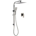 12" Grey Metal Twin Square Shower Head Set with Handheld, Sliding Rail & Diverter Mixer - Grey Metal