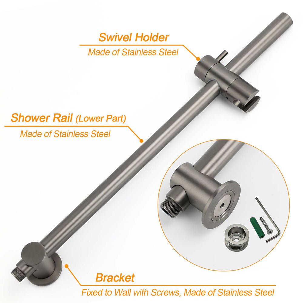 WELS Gunmetal Round 10" Twin Shower Head 3 Modes Handheld Slide Rail Diverter Arm - Furniture > Bathroom > Shower Heads & Screens - Rivercity House & Home Co. (ABN 18 642 972 209) - Affordable Modern Furniture Australia