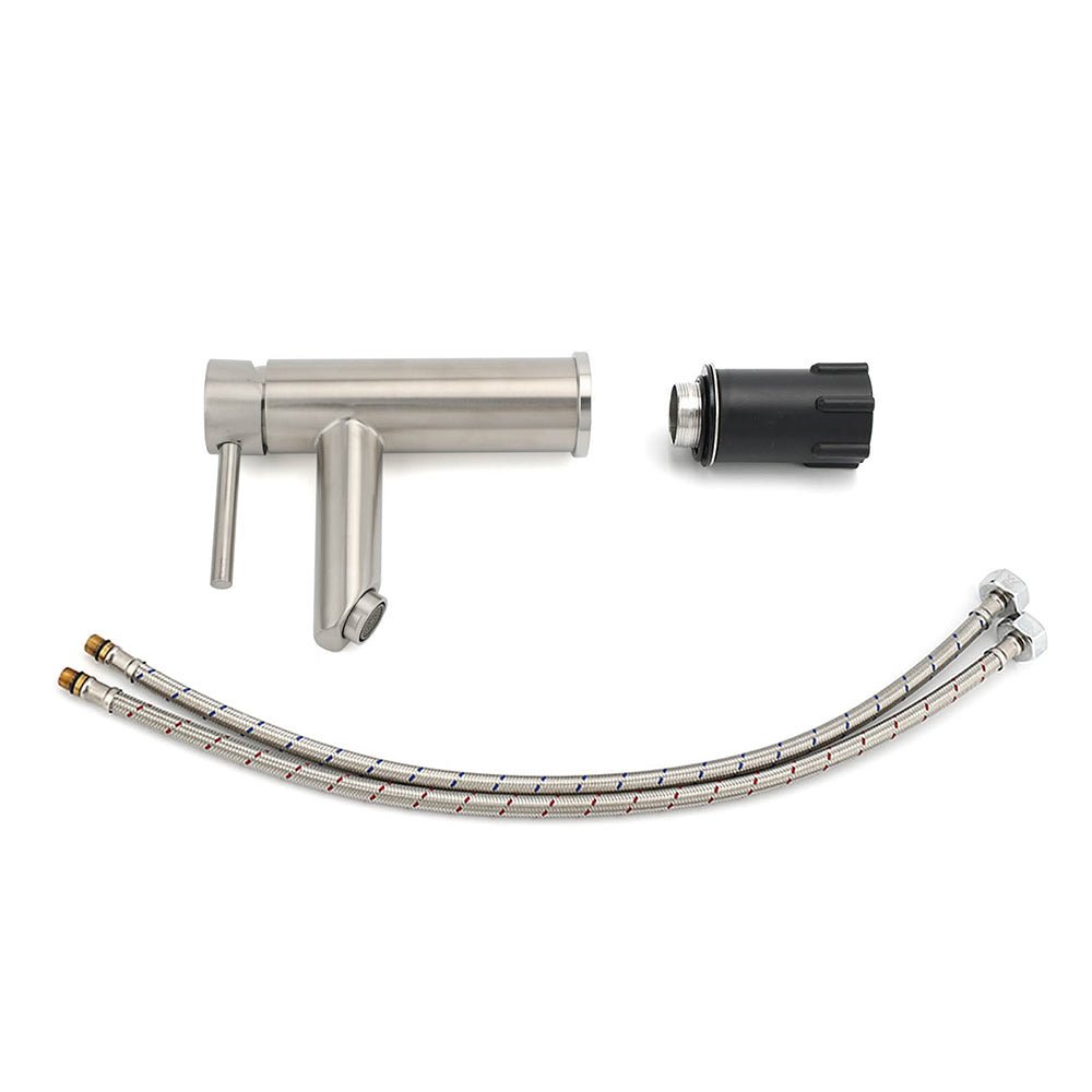 WELS Kitchen Laundry Round Basin Mixer Vanity Sink Faucet Tap Nickel Brushed Set - Furniture > Bathroom > Shower Heads & Screens - Rivercity House & Home Co. (ABN 18 642 972 209) - Affordable Modern Furniture Australia