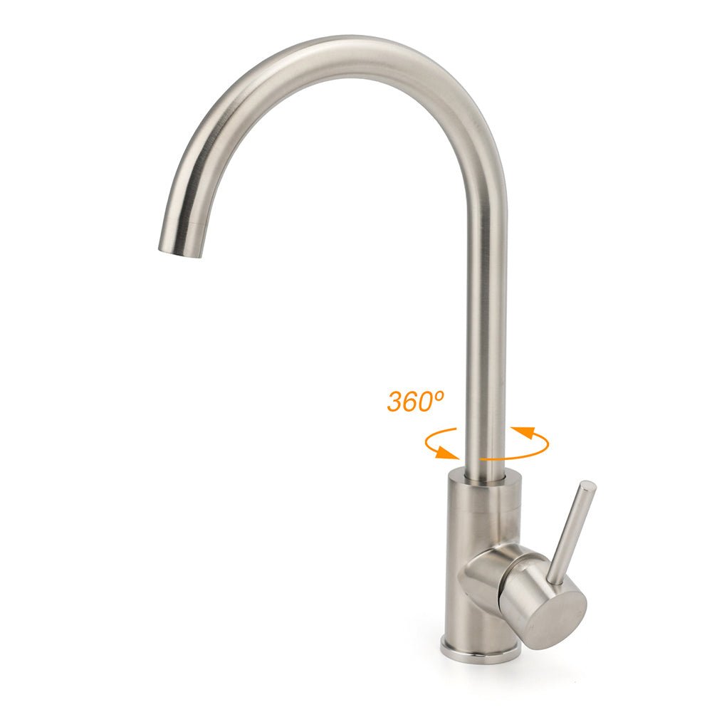WELS Kitchen Laundry Swivel Sink Mixer Faucet Tap Spout Stainless Steel Brushed - Furniture > Bathroom > Shower Heads & Screens - Rivercity House & Home Co. (ABN 18 642 972 209) - Affordable Modern Furniture Australia