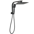 10" Matte Black 2-in-1 Rain & Handheld Shower Head Set with Gooseneck Arm Diverter - Black