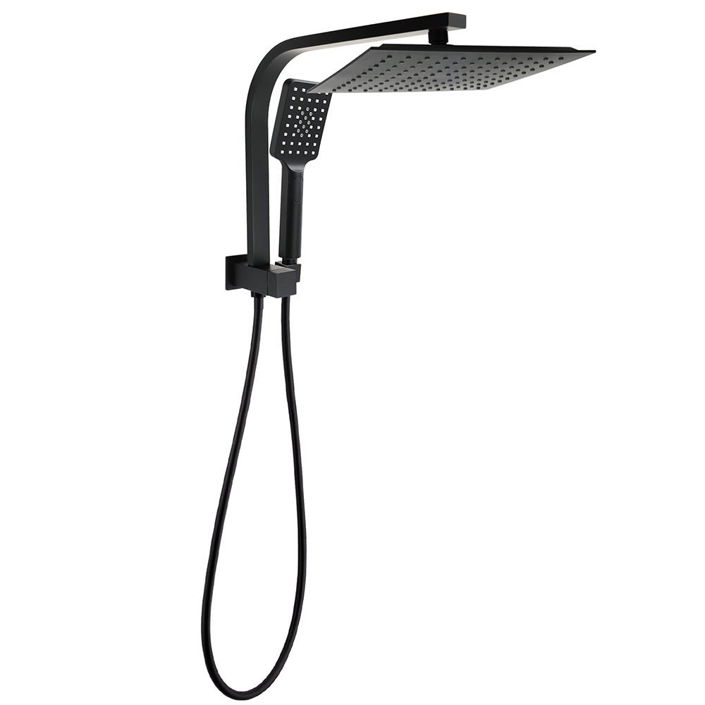 WELS Matt Black 10" Rain Shower Head 3 Mode Handheld Gooseneck Arm Diverter 2in1 Set - Furniture > Bathroom > Shower Heads & Screens - Rivercity House & Home Co. (ABN 18 642 972 209) - Affordable Modern Furniture Australia