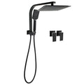 10" Matte Black Rain Shower Head 3-Mode Handheld with Gooseneck Arm Diverter 2-in-1 Set