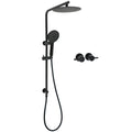 10" Matte Black Dual Shower Set with Rain Head, Handheld, Slide Rail & Twin Taps